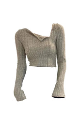 Heather Rippenpullover mit asymmetrischem Saum